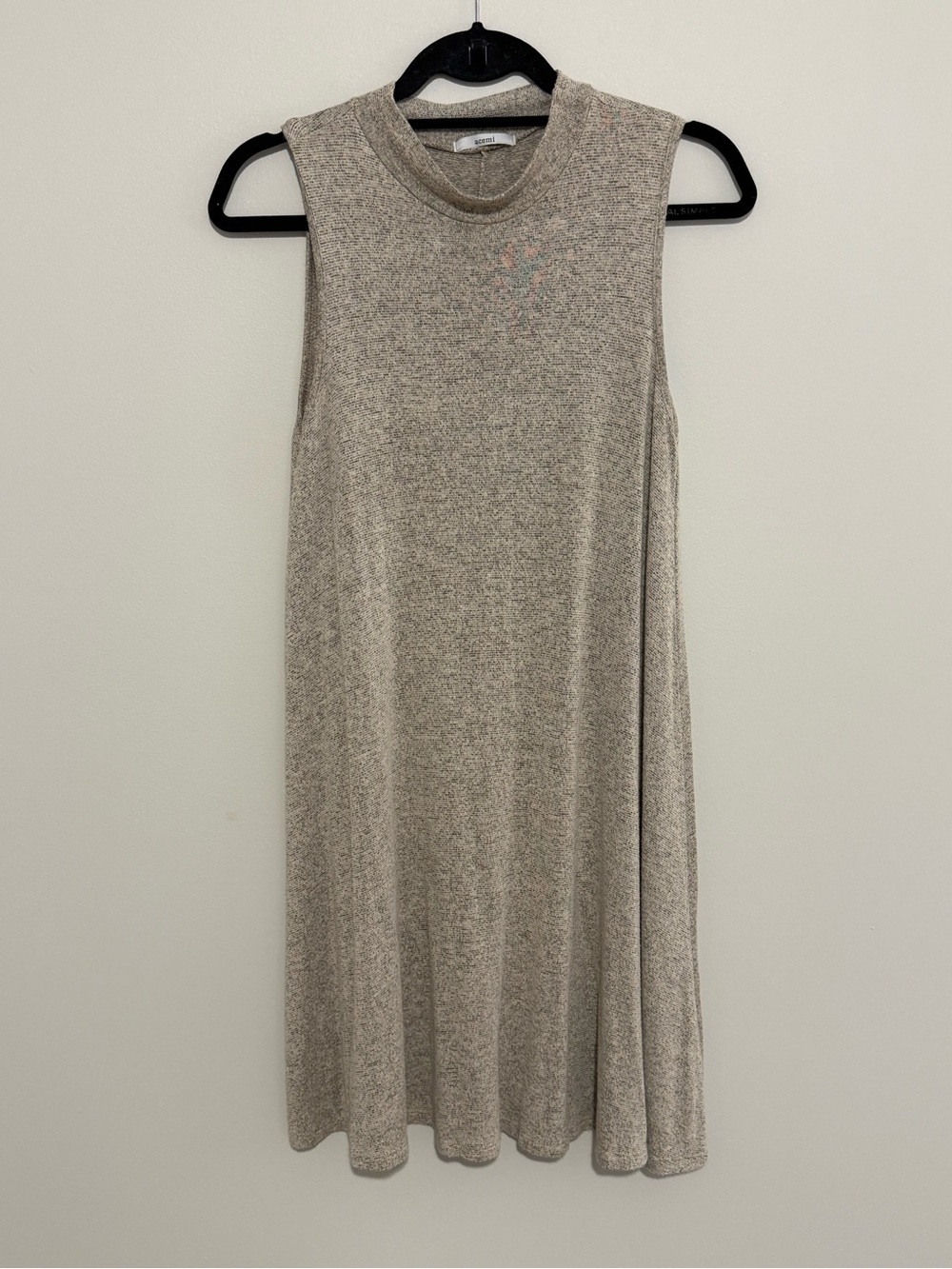 Acemi Sleeveless Taupe-Gray Knit A-Line Dress